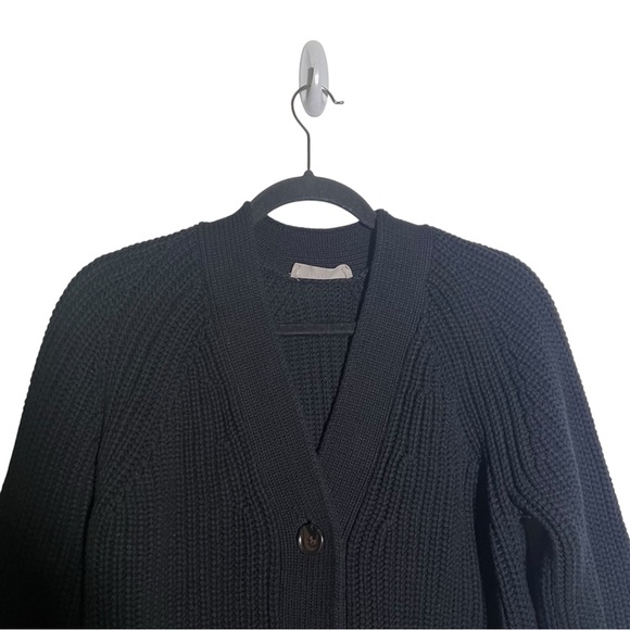 Everlane Black The Texture Cotton Chunky Rib Knit Cardigan Small - Picture 3 of 8